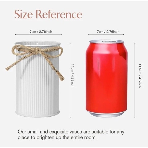 8 Farmhouse Vase Galvanized Metal 4.33 in Decor Vintage Flower Vase WEDDING NEW! - Picture 3 of 12